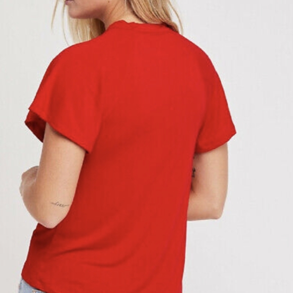 Free People Just a Twist Red Suplice Neckline Top Medium EUC - Picture 3 of 11